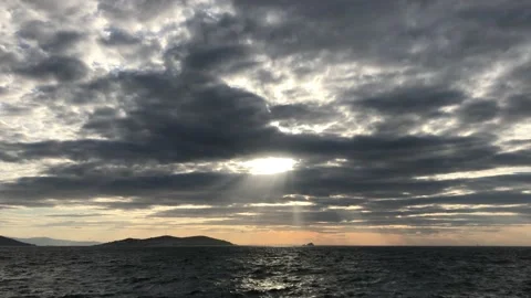 Sea and cloudy sunset Video stock 145900013