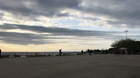 Sea and cloudy sunset Video stock 145900139
