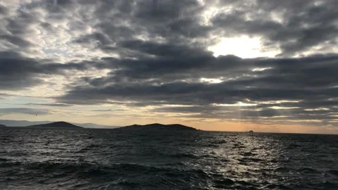 Sea and cloudy sunset Video stock 145900347