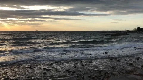 Sea and cloudy sunset Stock Footage 145900668