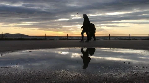 Sea and cloudy sunset Video stock 145900677