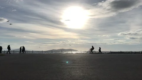 Sea and cloudy sunset Stock Footage 145900772