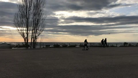 Sea and cloudy sunset Stock Footage 145900858