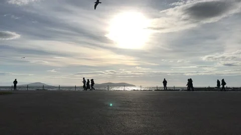 Sea and cloudy sunset Stock Footage 145900963