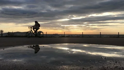 Sea and cloudy sunset Stock Footage 145900977