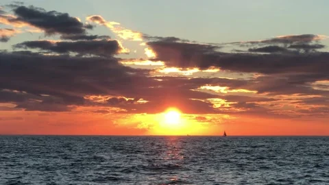 Sea and cloudy sunset Stock Footage 145911249