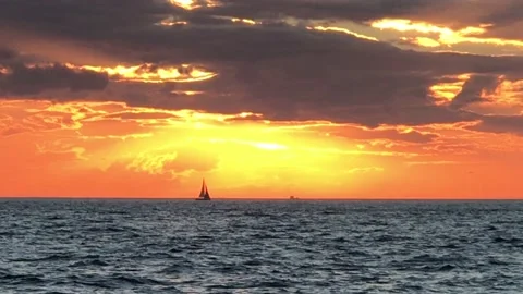 Sea and cloudy sunset Stock Footage 145911464