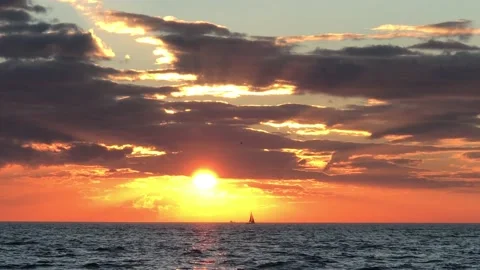 Sea and cloudy sunset Stock Footage 145911607
