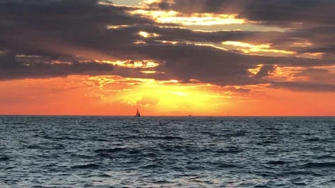 Sea and cloudy sunset Stock Footage 145911728