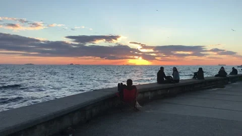 Sea and cloudy sunset Stock Footage 145911800