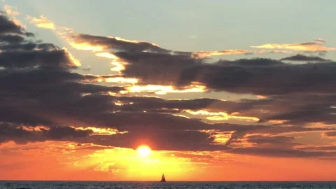 Sea and cloudy sunset Stock Footage 145912182