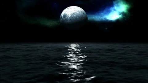 Sea and moon Stock Footage 33868156