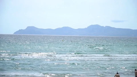 Sea and mountain in the background Stock Footage 128351998