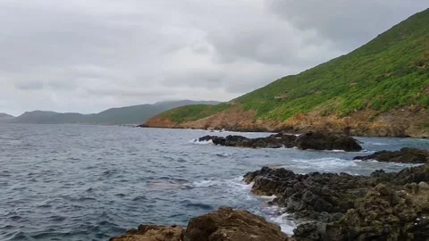 Sea and mountain with cloudy sky Stock Footage 161084452