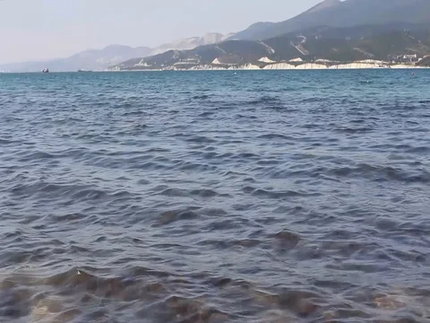 The sea and the mountains Stock Footage 80760176