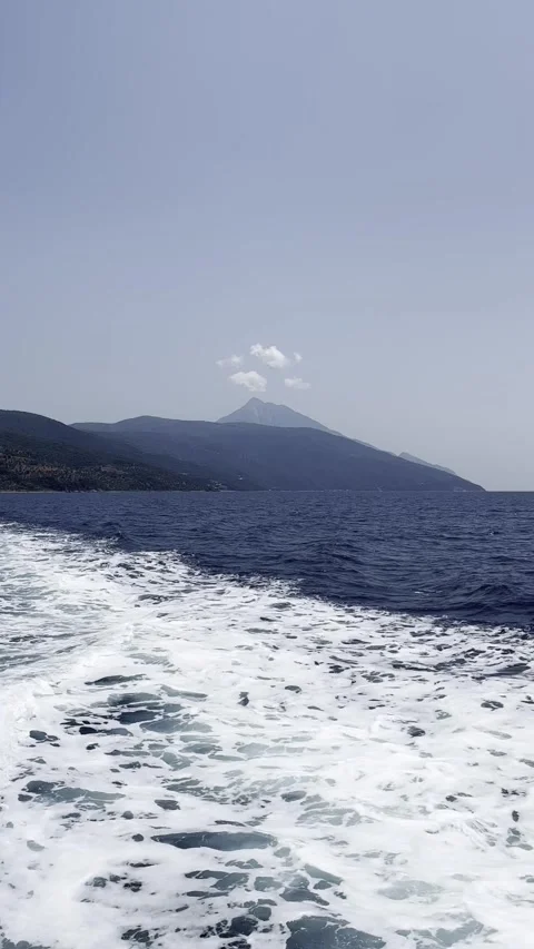 Sea and mountains while boating in Greece Stock Footage 246149002