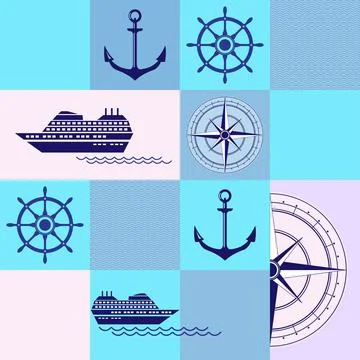 Sea and nautical background vector illustration abstract Illustrazione stock