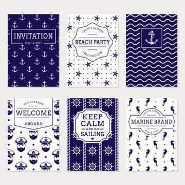 Sea and nautical banners. Vector templates. Stock Illustration