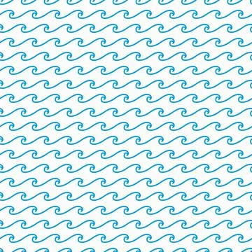 Sea and ocean blue waves seamless wavy pattern Stock Illustration