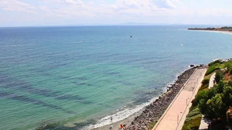 The sea and quay Stock Footage 8761663