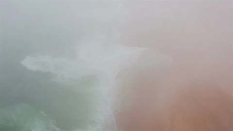 Sea and sandy beach in dense fog, autumn day Stock Footage 120683079