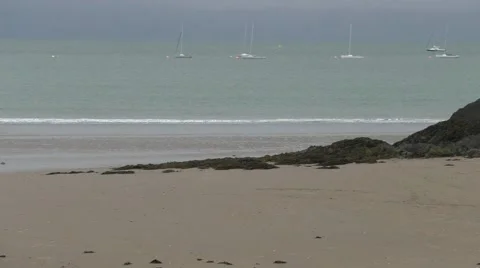 Sea and sandy beach Stock Footage 49640196