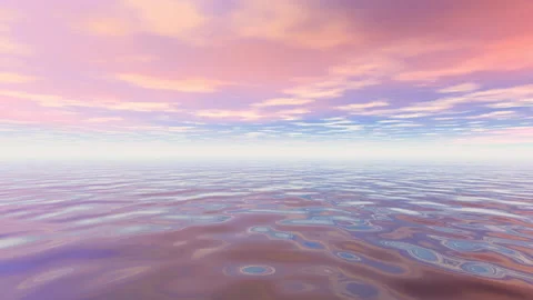 Sea ​​and sky 3d animation, fog on the horizon it's a long shot Stock Footage 346102649