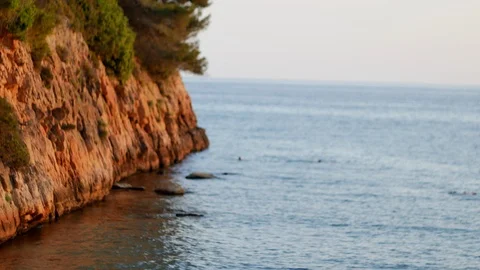 Sea and steep rugged cliffs at Spain Stock Footage 93851949