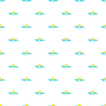 Sea and sun pattern, cartoon style Stock Illustration