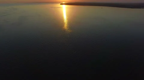 The sea and the sunset. Aerial view Stock Footage