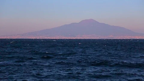 The sea and the view of Mount Vesuvius Stock Footage 71890649