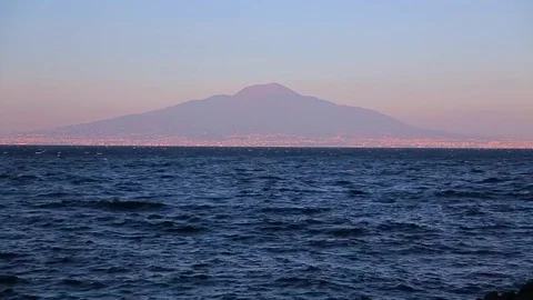 The sea and the view of Mount Vesuvius Stock Footage 71891008