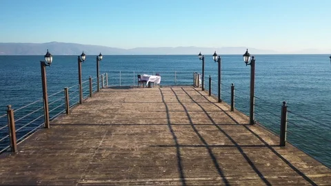 Sea and white table Stock Footage 127109481
