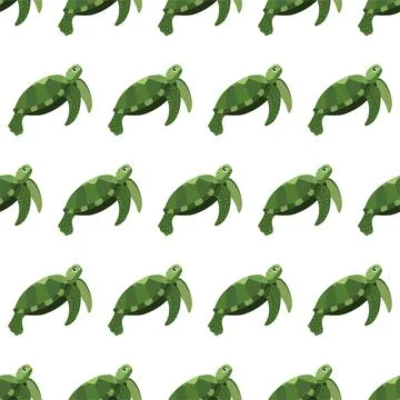 Sea animal seamless pattern with turtle. Undersea world habitants print. イラスト素材