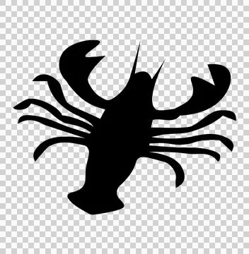 Sea Animal Solid Black Silhouette Of A Lobster claws legs Stock Illustration
