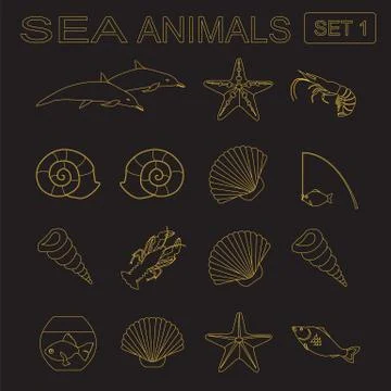 Sea animals icon Stock Illustration