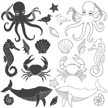 Sea animals Stock Illustration