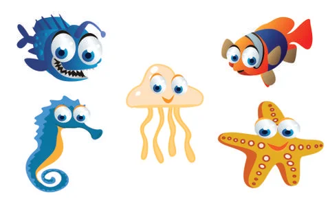 Sea animals set Illustrazione stock