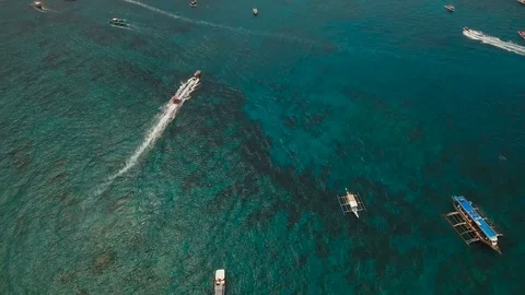 Sea attraction on the beach resort.Boracay island Philippines. Stock Footage