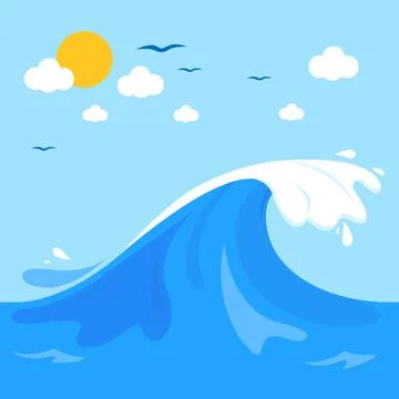 Sea background with big wave. Vector illustration Stock Illustration