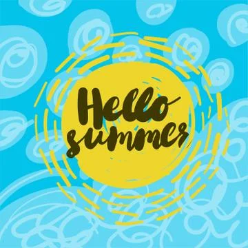 Sea Background with Hello Summer. Vector Illustration Stock Illustration