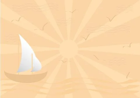 Sea background with sail Stock Illustration