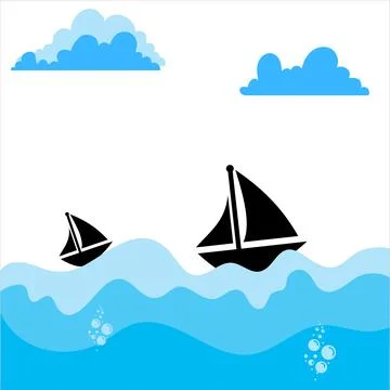 Sea background. Water background. waves background design. ship in sea Stock Illustration