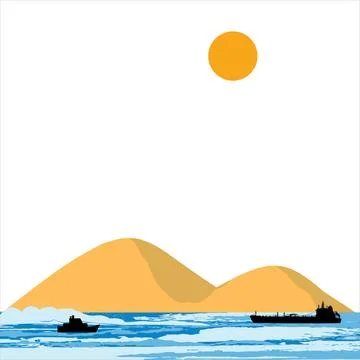 Sea background. Water background. waves background design. ship in sea Stock Illustration