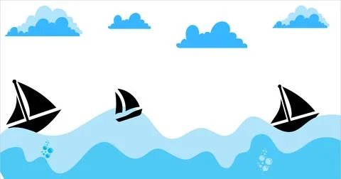 Sea background. Water background. waves background design. ship in sea Stock Illustration