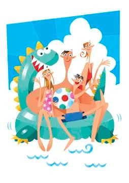 Sea bathing Stock Illustration