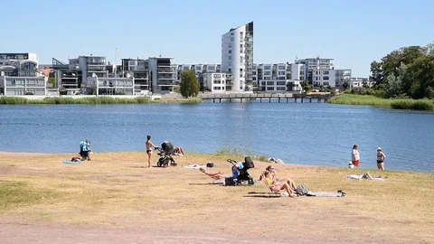 Sea bathing in Kalmar Stock Footage 91902607