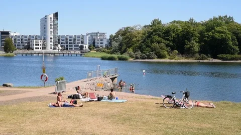 Sea bathing in Kalmar Stock Footage 91902678