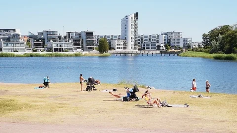 Sea bathing in Kalmar Stock Footage 92897889