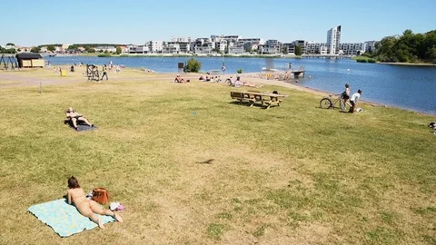 Sea bathing in Kalmar Stock Footage 92898063